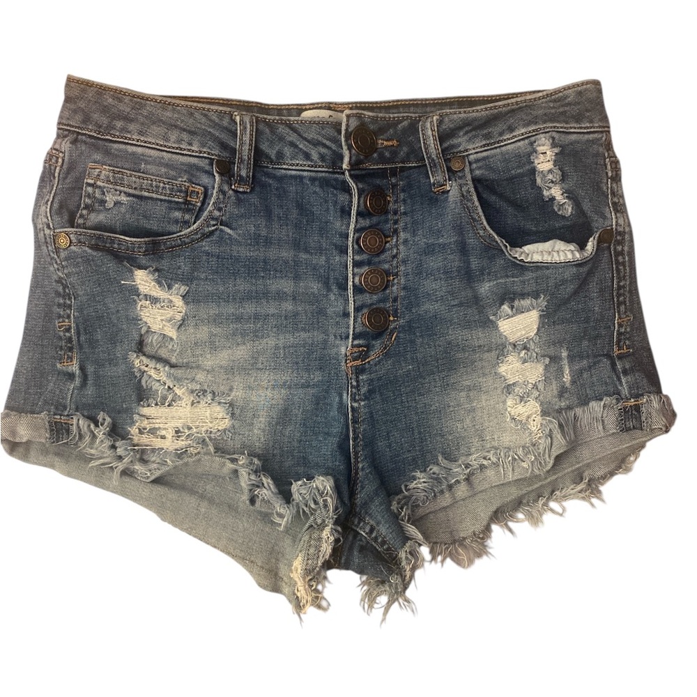 Refuge Blue Distressed Jean Shorts GUC 6